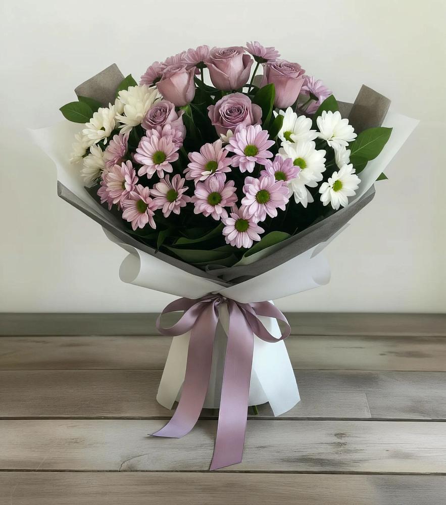 Букет цветов из: Хризантемы и Розы в Фаустово