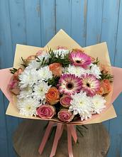 Букет цветов из:  Розы, Герберы и Хризантемы в Фаустово