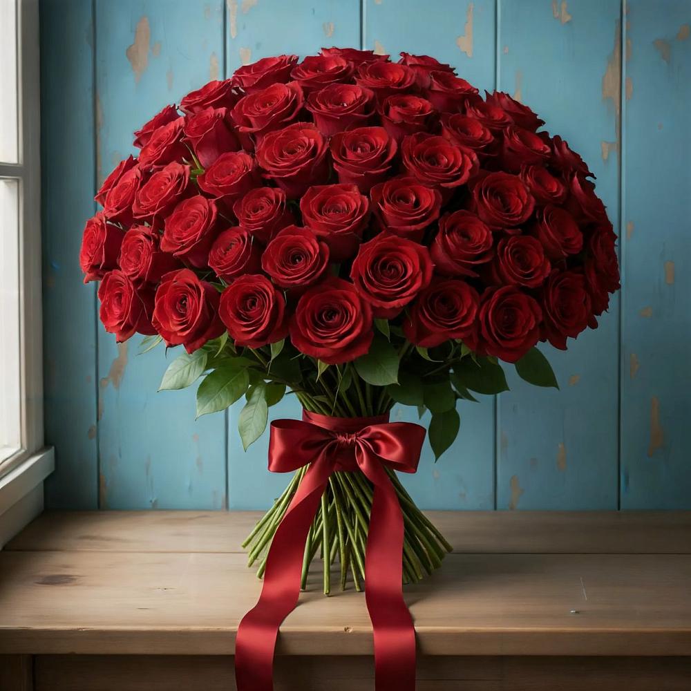 Букет Красные розы Блэк Меджик в Фаустово