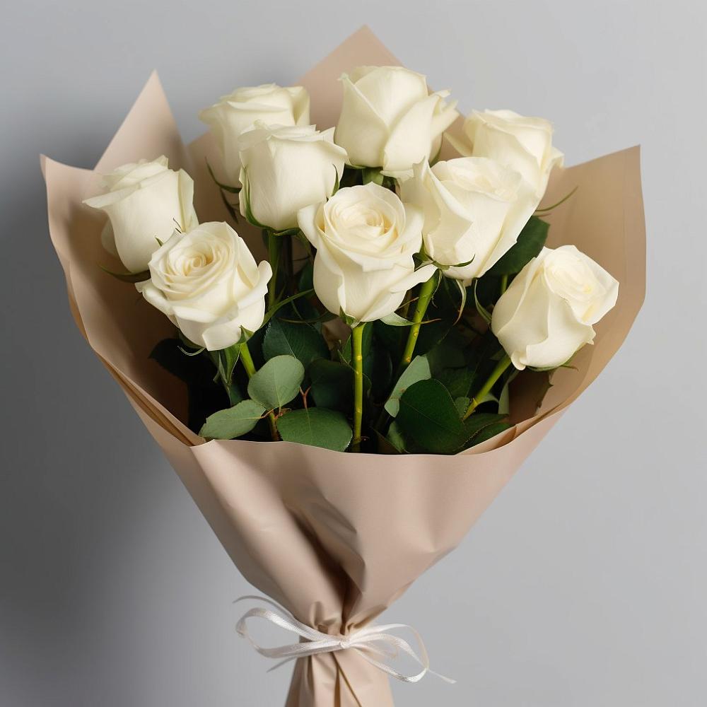 Букет 9 Белых роз Эдлесс Лав в Фаустово
