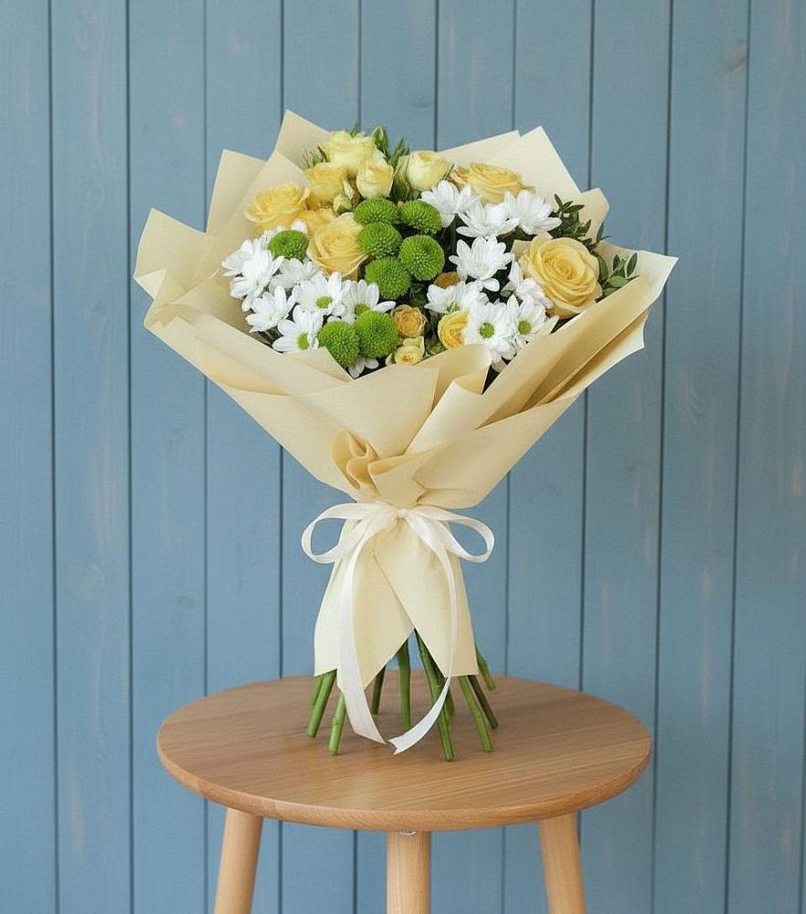 Букет цветов из: Хризантемы и Розы в Фаустово