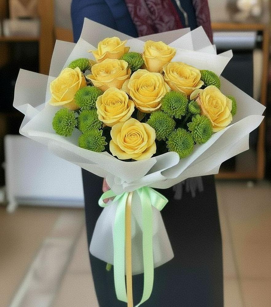 Букет цветов из: Хризантемы и Розы в Фаустово