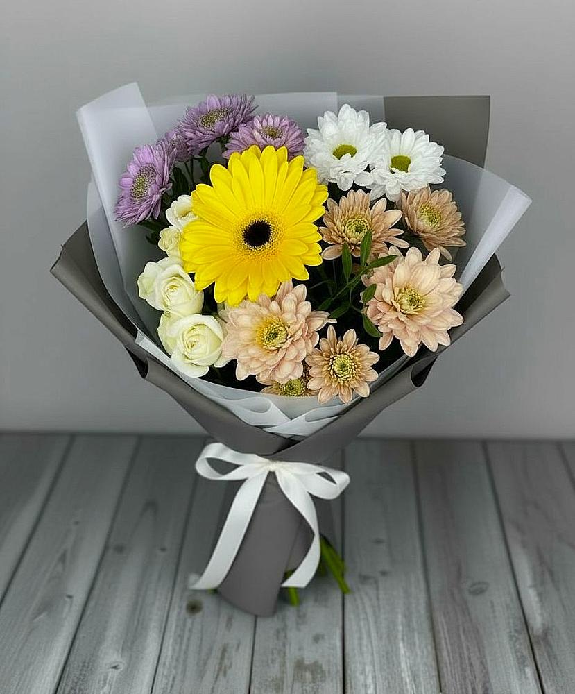 Букет цветов из: Розы, Герберы и Хризантемы в Фаустово