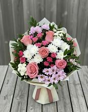 Букет цветов из:  Альстромерии, Гвоздики, Розы и Хризантемы в Фаустово