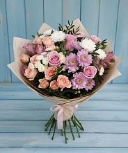 Букет цветов из:  Хризантемы, Розы и Альстромерии #REPLACE_PRED# Фаустово