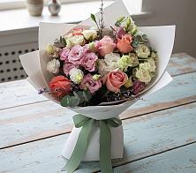 Букет цветов из:  Розы, Лизиантусы и Гвоздики в Фаустово