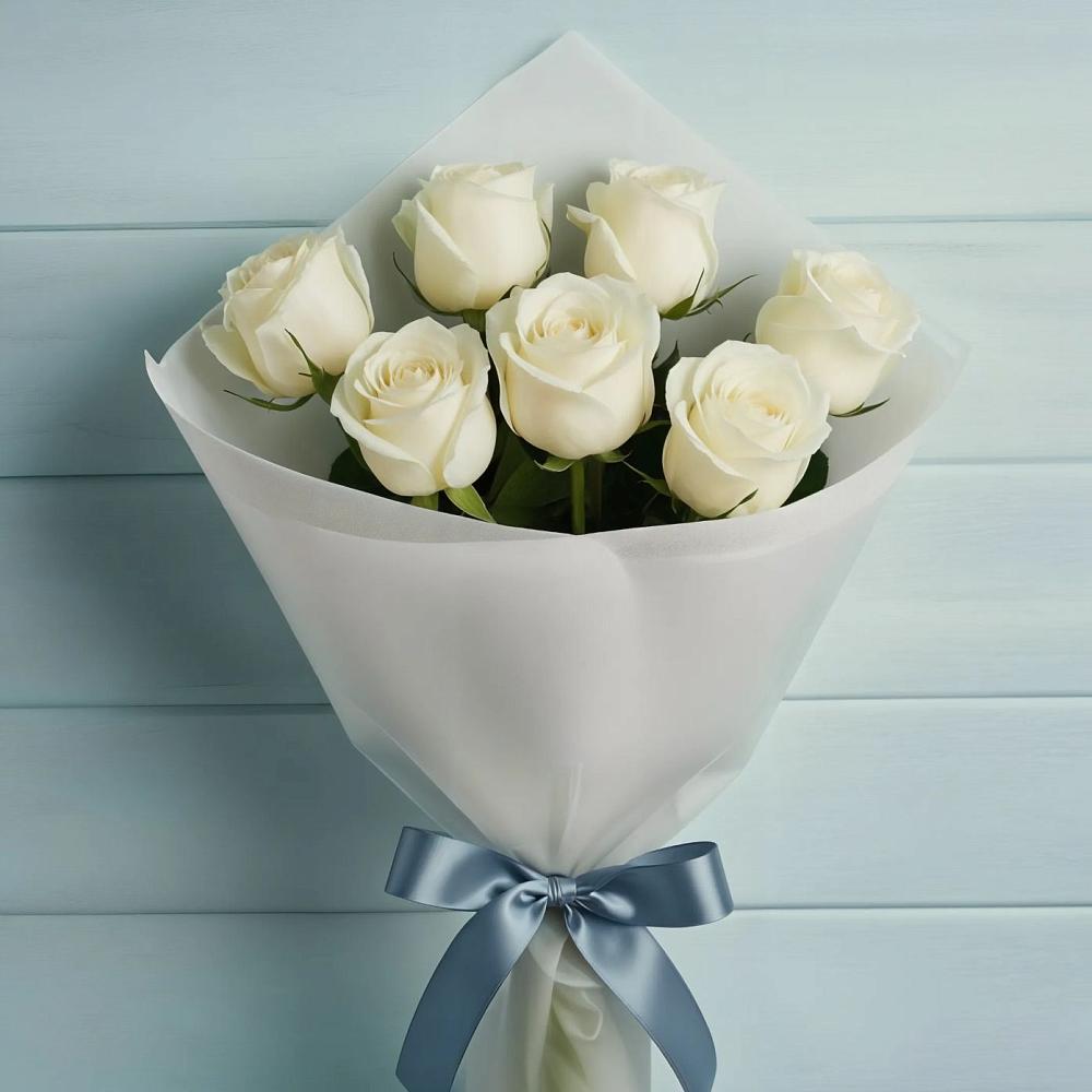 Букет 7 Белых роз Эдлесс Лав в Фаустово